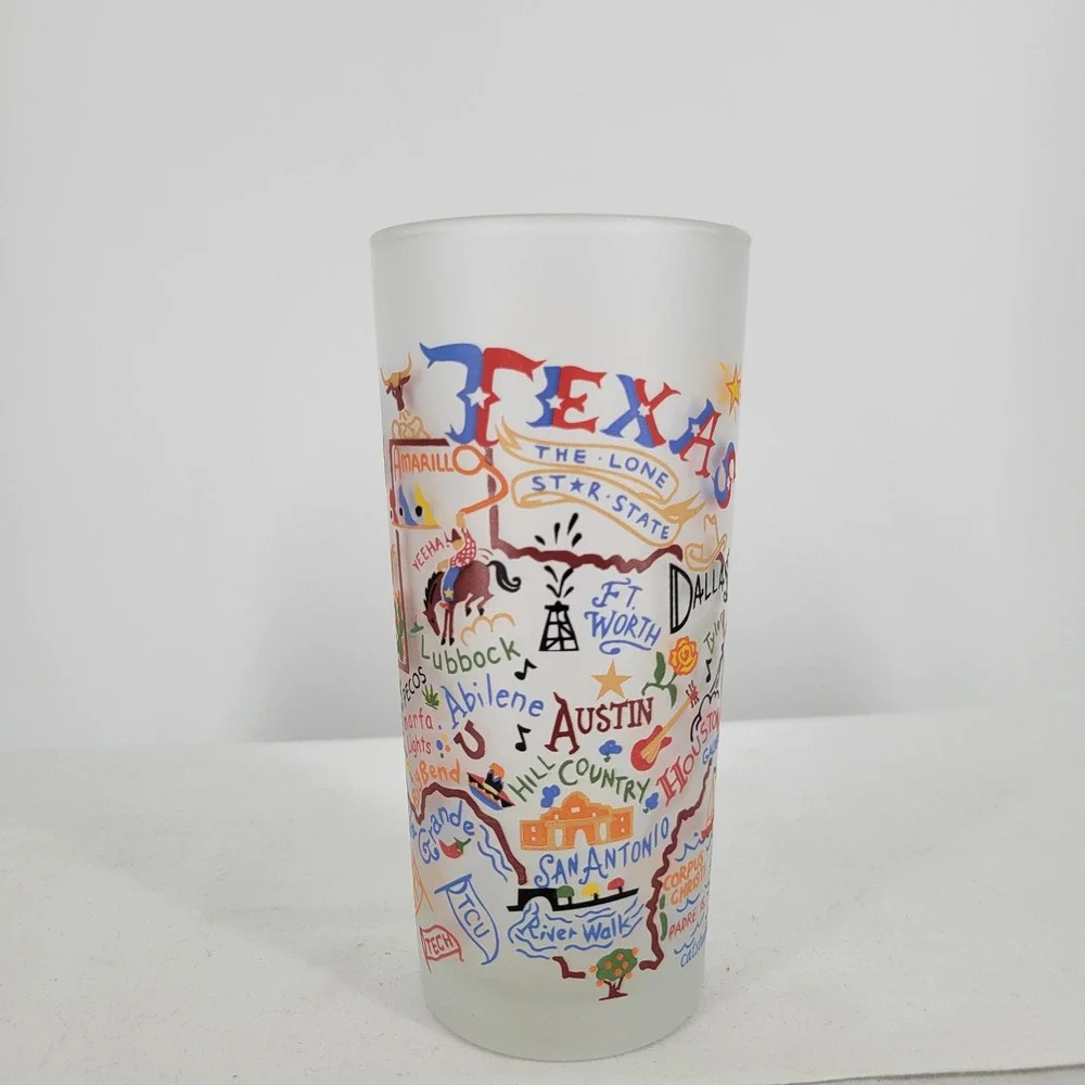 Catstudio‎ Texas State Frosted Highball Glass Souvenir Map Tumbler 2011 15oz
